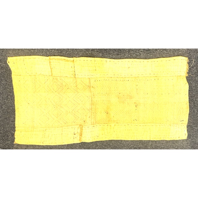 Handwoven Kuba Cloth, Yellow and Brown For Sale - Image 4 of 6