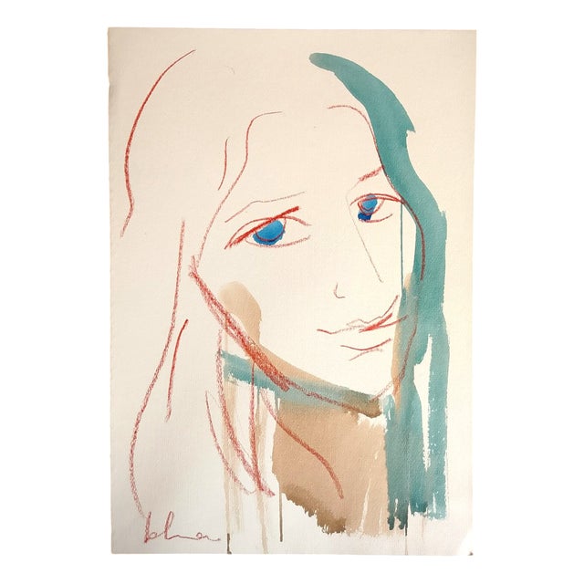 Mario Salmaso, Modern Girls, 1980, Mixed Media on Paper For Sale