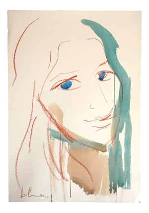 Mario Salmaso, Modern Girls, 1980, Mixed Media on Paper