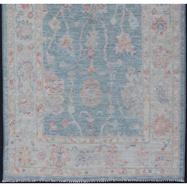 Keivan Woven Arts Oushak Rug With Light Blue Field 2'11 X 5'8 For Sale - Image 4 of 9