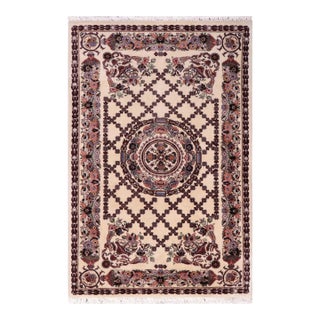 Shabby Chic Pak-Persian Ivory/Blue Wool Rug - 2'7'' X 4'3'' For Sale