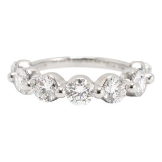 Platinum 2.63ctw Round Lab Grown Diamond Shared Prong Half Eternity Band Ring, Size 8 For Sale