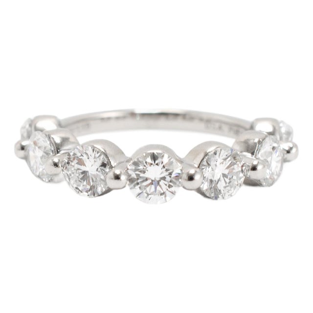 Platinum 2.63ctw Round Lab Grown Diamond Shared Prong Half Eternity Band Ring, Size 8 For Sale