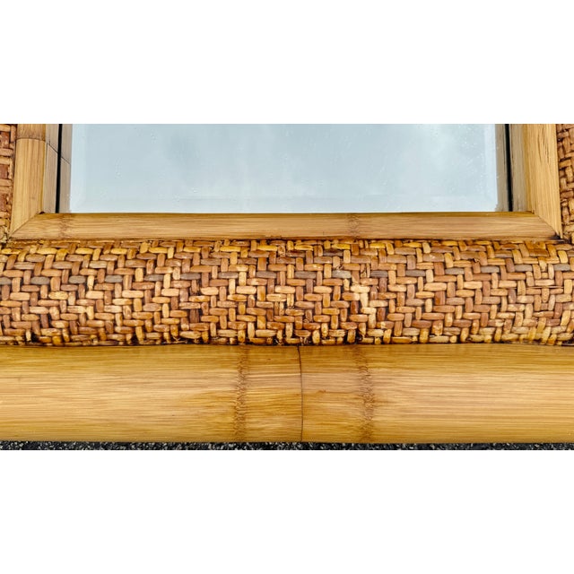 1990s Tropical Chic Elephant Bamboo & Rattan Wall Mirror From 90's For Sale - Image 5 of 7
