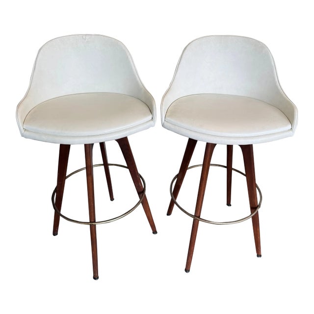 1960s Albert Parvin Walnut Barstools- a Pair For Sale