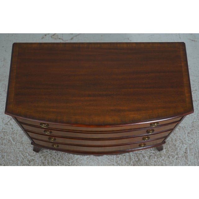 1990s Maitland Smith Federal Style Mahogany Bowfront Chest of Drawers For Sale - Image 5 of 18