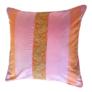 Pink & Peach Silk Brocade Throw Pillow Cover