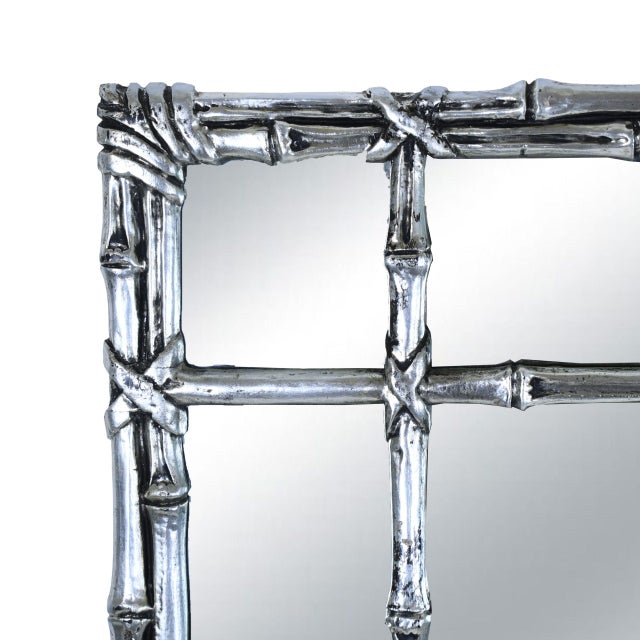 Faux Bamboo Silverleaf Mirror For Sale - Image 4 of 4