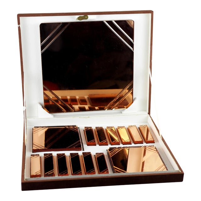 1930s French Stylclair Art Deco Glass Set of Knife Rests, Trivet and Bottle Coasters Set- 15 Pieces For Sale