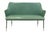 Mid-Century Modern Vintage Green Vinyl Two-Seat Bench With Brass Tipped Metal Legs For Sale - Image 3 of 8