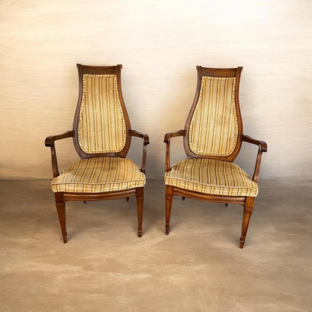 1920s Exceptional Pair of French Neoclassical Directoire Style High-Back Armchairs For Sale - Image 4 of 7