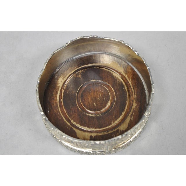 Vintage Good Art Silver Japan Silver Plated Small Wine Bottle Coaster For Sale - Image 9 of 12