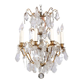 19th Century French Baccarat Crystal Eight-Light Chandelier with Brass Armature For Sale