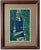 Blue Mid Century Mixed Media Double Matte Harlequin Painting Signed Framed For Sale - Image 8 of 8