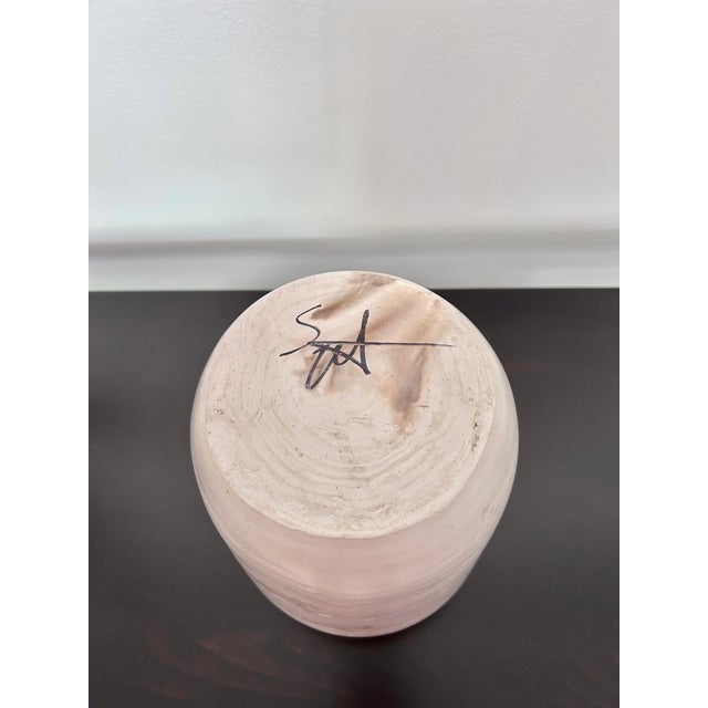 Vintage Studio Art, by David Smyth, Signed - Raku Fired White Ceramic Vessel With Lid and Natural Wood Twig Accents – 9.5” For Sale - Image 10 of 12