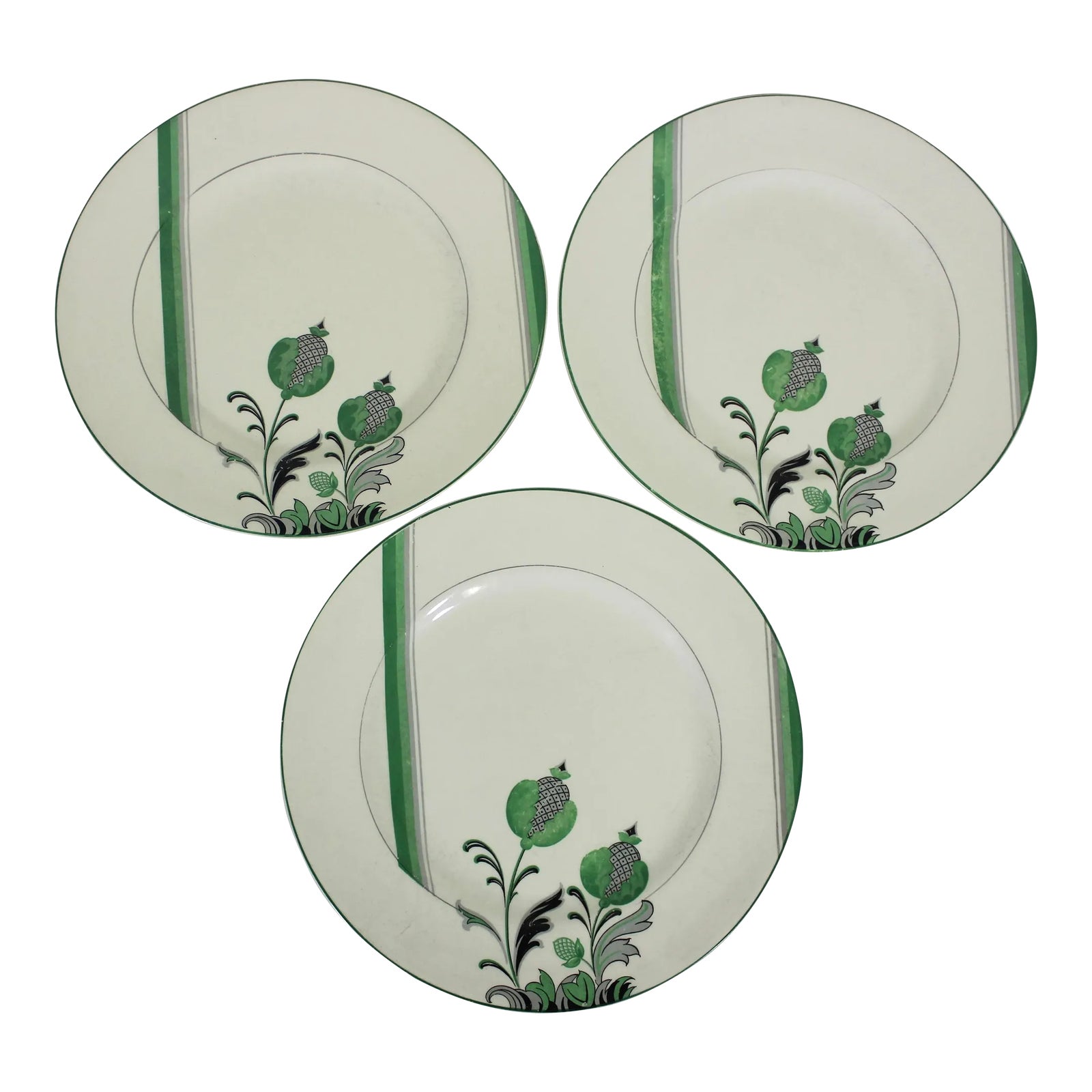 1912 J&G Meakin England Queen Mab Art Deco Dinner Plates Set of 3
