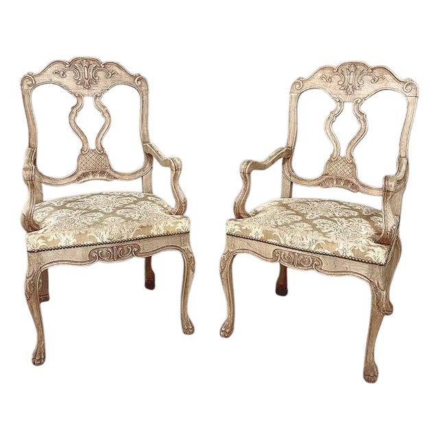 Antique Liegoise Louis XIV Armchairs in Stripped Oak For Sale