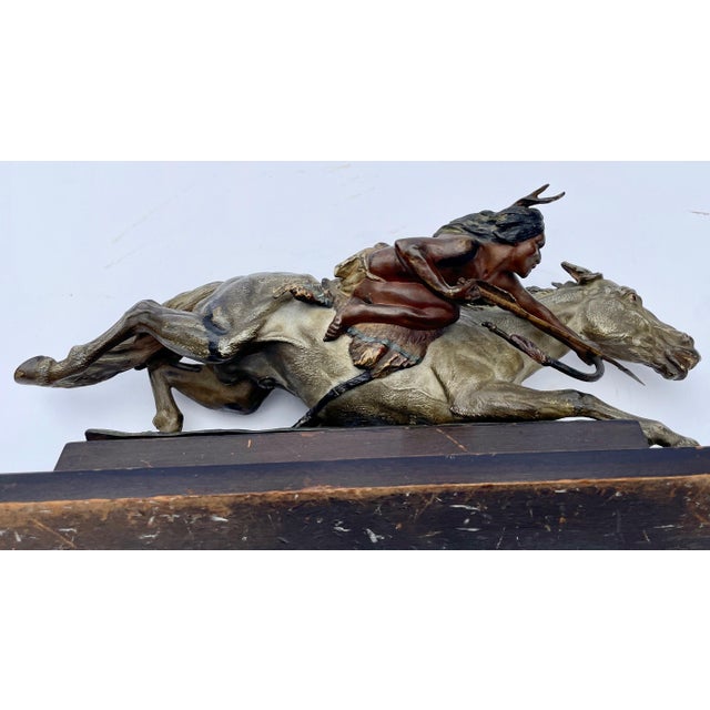 Bronze 1900s “The Cheyenne” Austrian Cold Painted Bronze Sculpture by Carl Kauba - For Sale - Image 8 of 12