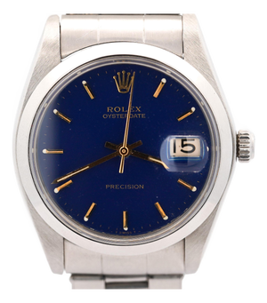 Rolex Oysterdate Precision Ref. 6694 Blue Dial 34mm Stainless Steel Wristwatch