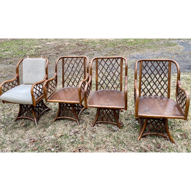 Vintage Rattan Bamboo Dining Table and 4 Chairs For Sale In New York - Image 6 of 8