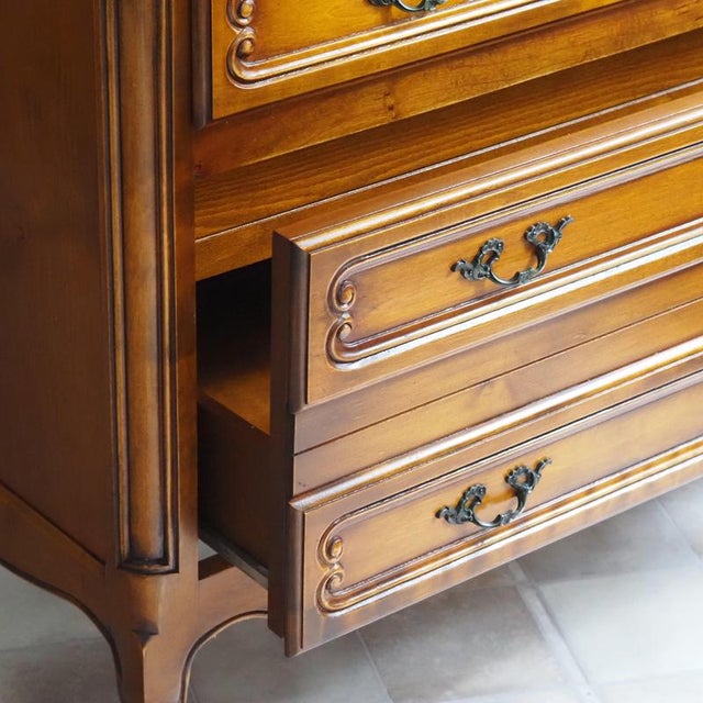 Late 20th Century Louis XV Style Cherrywood Chest of Drawers For Sale - Image 4 of 10