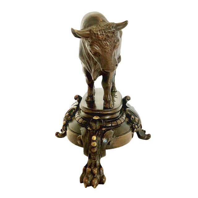 This exceptional 19th-century French bronze sculpture is titled Taureau Beuglant (The Bellowing Bull). It was conceived by...