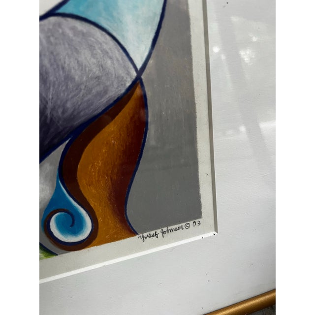 Vintage Framed Abstract Floral Drawing, Signed by the Artist For Sale - Image 4 of 5