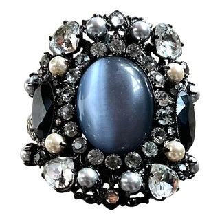 Vintage Erickson Beamon Smokey Gemstone Bracelet Cuff For Sale