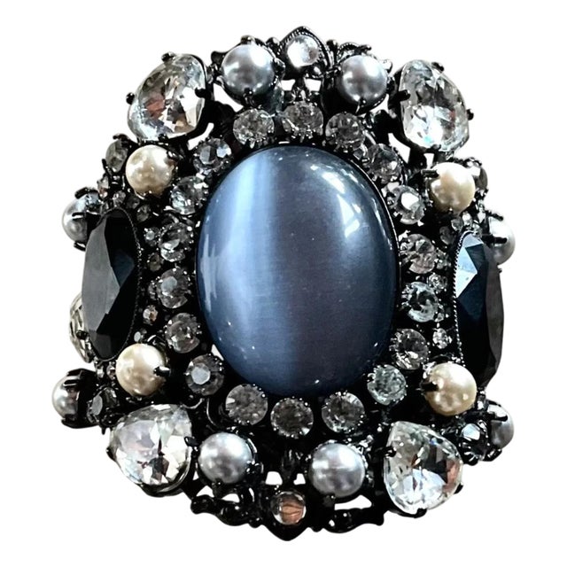 Vintage Erickson Beamon Smokey Gemstone Bracelet Cuff For Sale