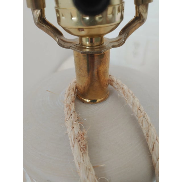 1970s Vintage 1970s Nautical Faux Rope Ceramic Table Lamp For Sale - Image 5 of 10