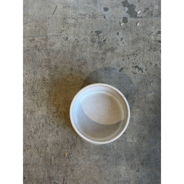 1970s Ceramic Small Bowl White Glaze Brown Textured Drip Band Mid-Century Modern 1970s For Sale - Image 5 of 10