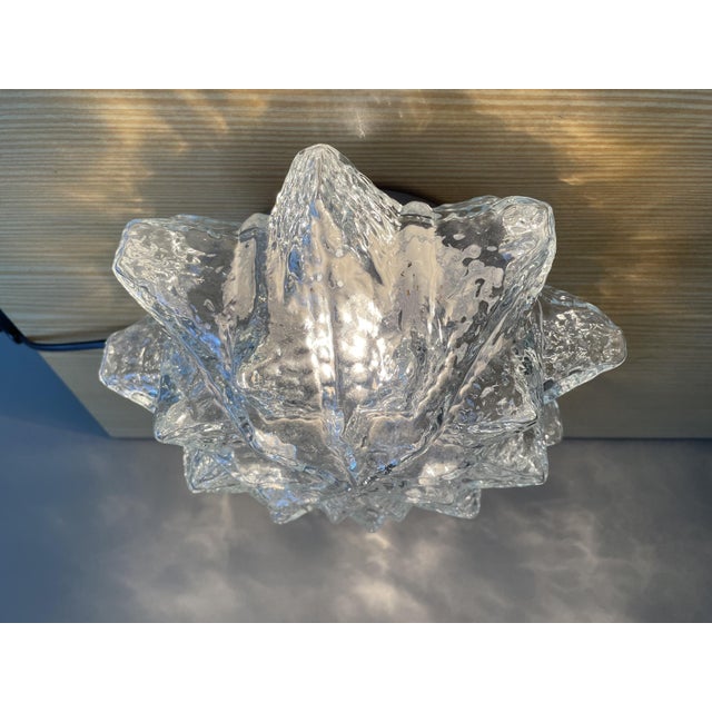 Vintage Portuguese Snowflake Glass Ceiling Lamp, 1990s For Sale - Image 8 of 14