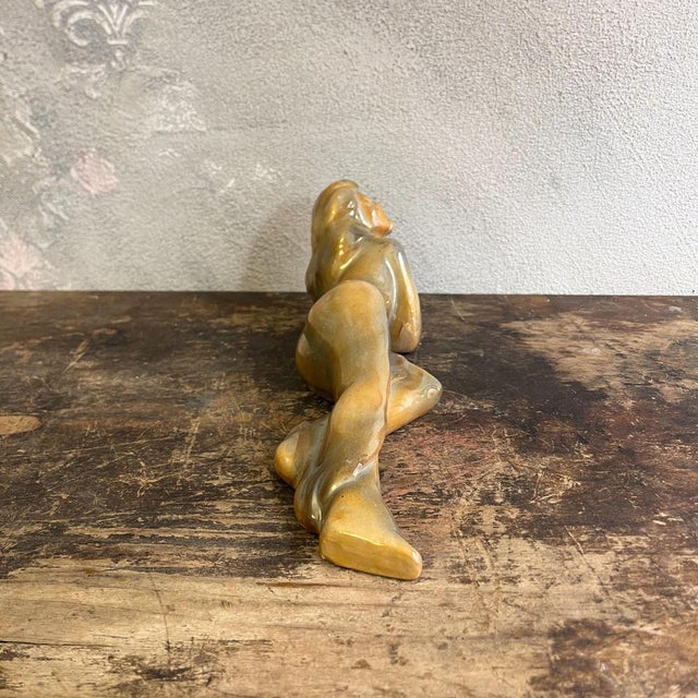 Ceramic Art Deco Glazed Ceramic Shelf Figure of a Nude Female, 1930s For Sale - Image 7 of 18