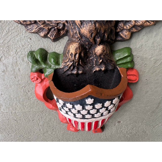 Vintage Patriotic Eagle Match-Safe Wall Pocket / Planter With American Shield For Sale In Orlando - Image 6 of 9