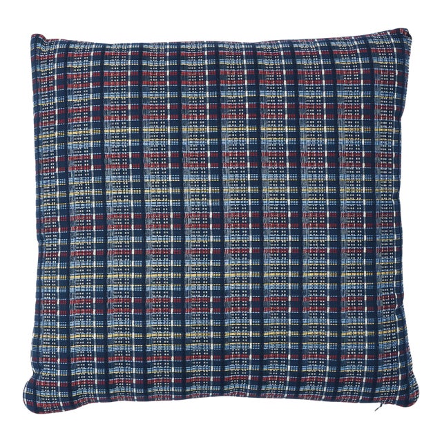 Schumacher Zealand Check 20" Pillow in Navy Multi For Sale