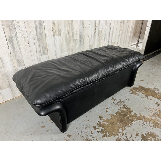 Black Post Modern Leather Bench For Sale - Image 8 of 13