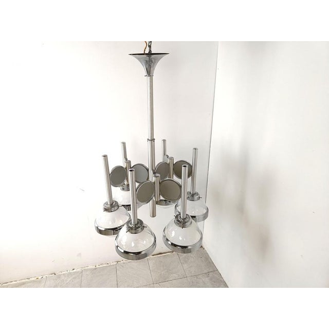 1970s Vintage Italian Space Age Glass Globe Chandelier, 1970s For Sale - Image 5 of 11