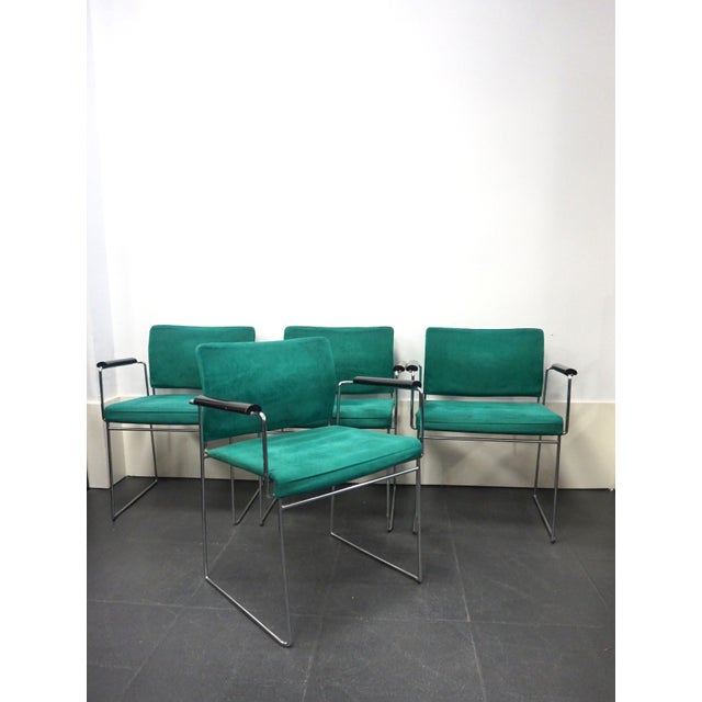 Four "Jano" dining chairs or visitor chairs with armrests, designed by Japanese architect Kazuhide Takahama for the...