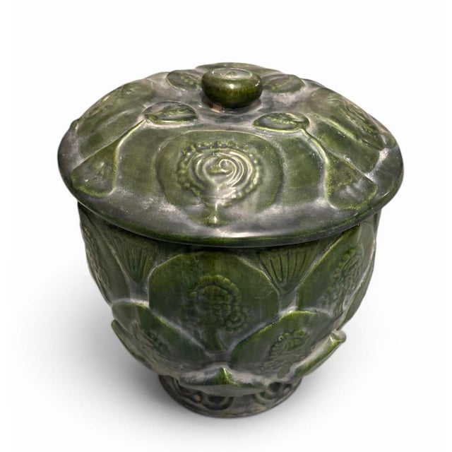 Mid-Century Modern Vintage Mid-Century Modern Artichoke Footed Ceramic Jar With Lid For Sale - Image 3 of 10
