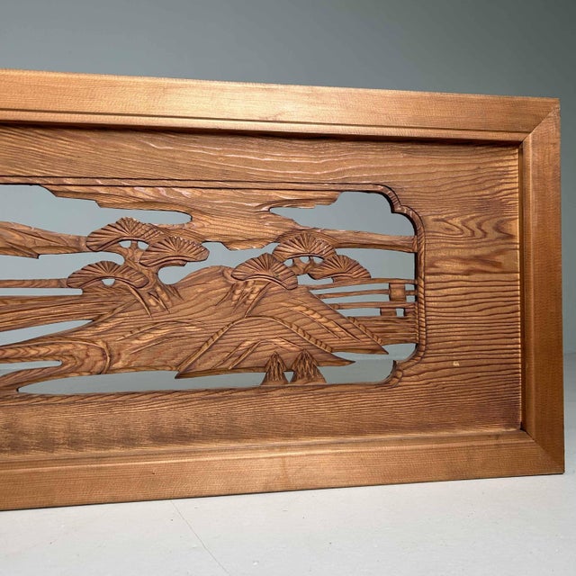 Wooden Ranma Temple Mountain Landscape, Japan, 1920s For Sale - Image 12 of 15