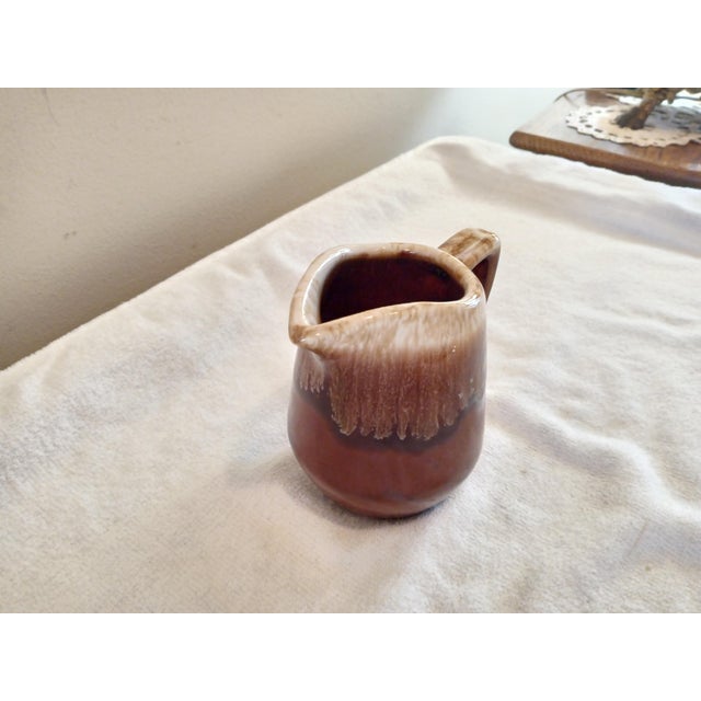 1960s Vintage Stoneware Brown Drip Glaze Usa 5" Pitcher For Sale - Image 5 of 6