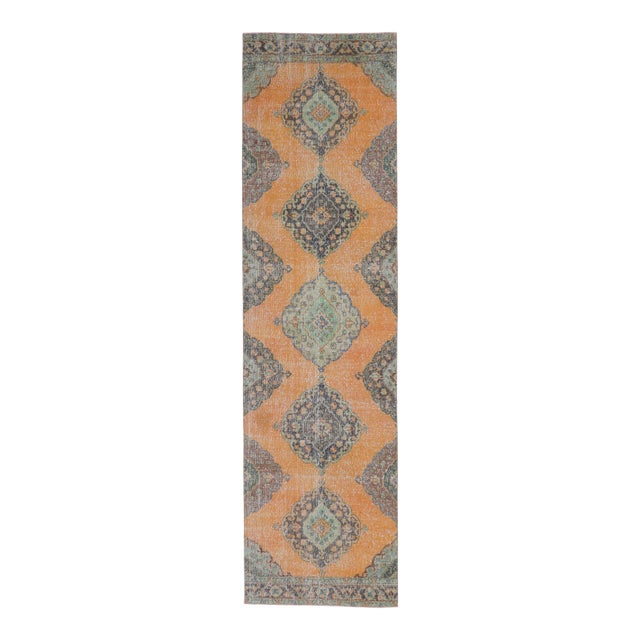 1960s Turkish Hand-Knotted Oriental Runner Rug For Sale