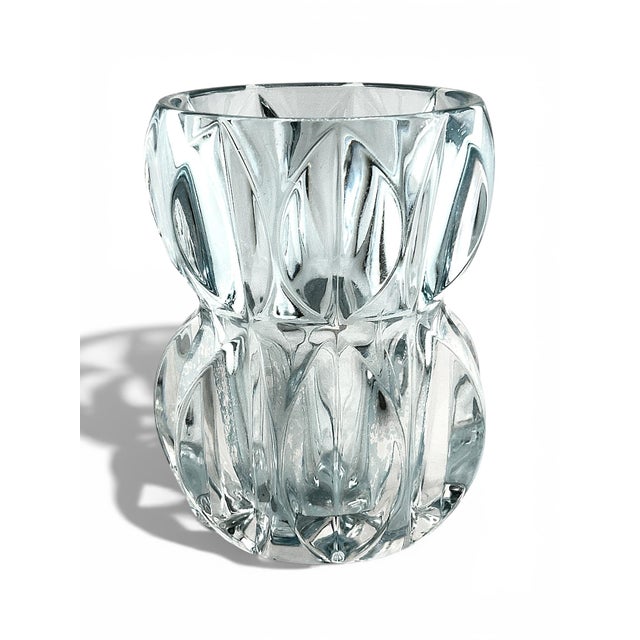 Brutalist 1960s Brutalist Double Bowl Heavy Crystal Vase Designed for Union Sklo For Sale - Image 3 of 5