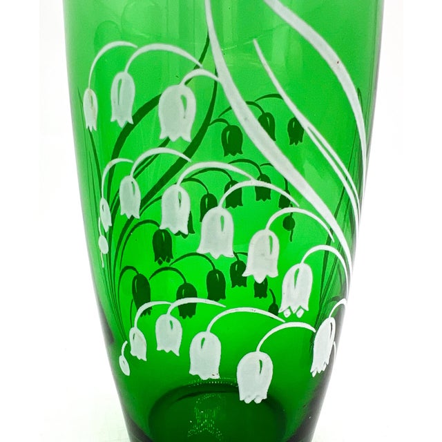 Mid Century Modern Anchor Hocking Forest Green Lily of the Valley Tumbler Glasses- Set of 5 - Botanical / Cottagecore For Sale - Image 9 of 9