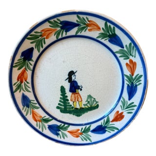 Vintage Henriot Quimper Small Plate, Breton Man For Sale