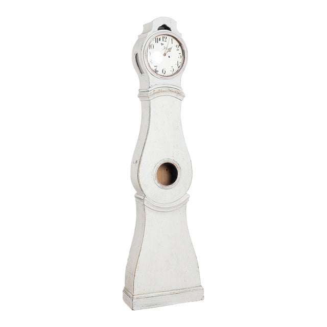 19th Century Swedish White Mora Grandfather Clock For Sale