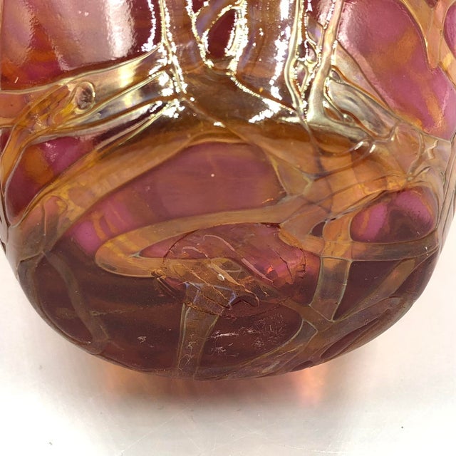 Glass Art Nouveau Vase Pink For Sale - Image 7 of 17