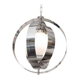 1970s Italian Armillary Style Chrome Pendant Lamp For Sale