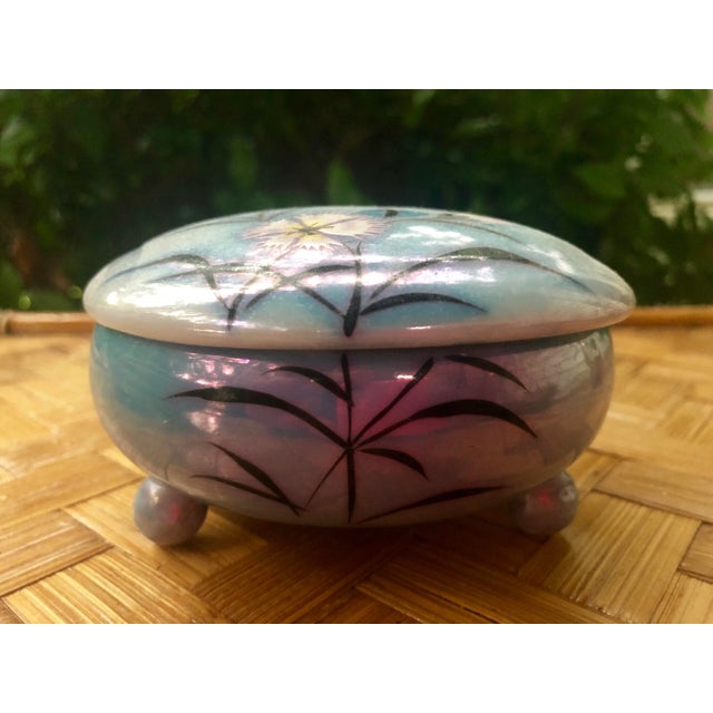Vintage Art Deco Japanese Floral Lusterware Box For Sale - Image 4 of 9