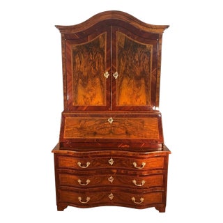 18th Century Baroque Walnut Bureau Cabinet with Figured Veneers For Sale